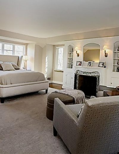 Bedroom interior, by Anne Marie Weissend, Design Associates. We are a full-service Interior Design firm in Rochester NY.