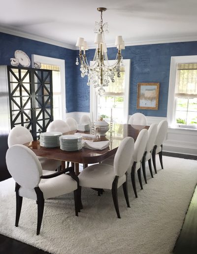 Dining room interior, by Meg Schucker, Design Associates. We are a full-service Interior Design firm in Rochester NY.