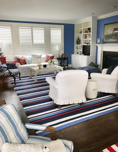 Living room interior, by Meg Schucker, Design Associates. We are a full-service Interior Design firm in Rochester NY.